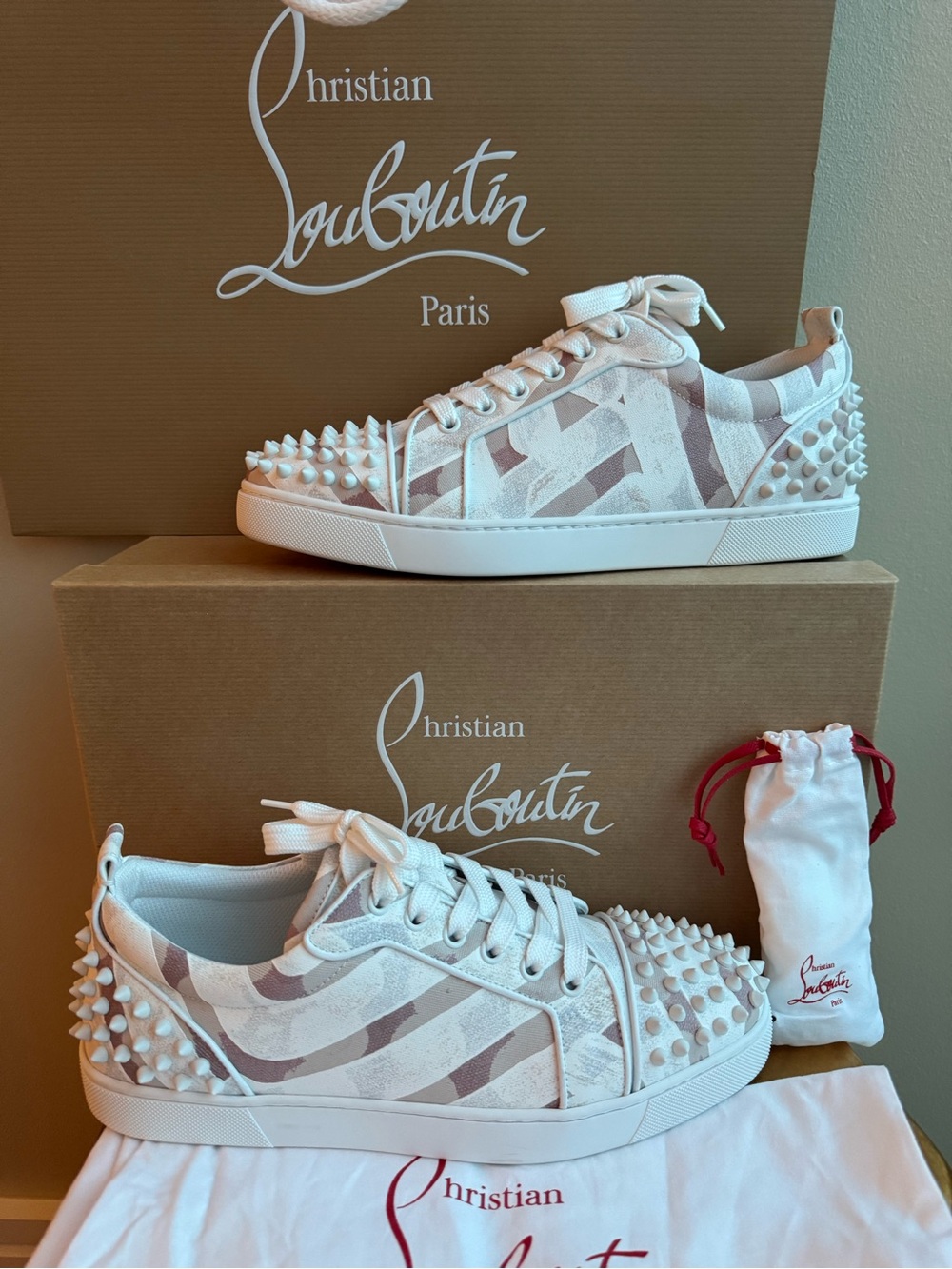 NWT Christian Louboutin Louise Junior Spikes Flat Sneakers, size 41.5 (US 10.5)